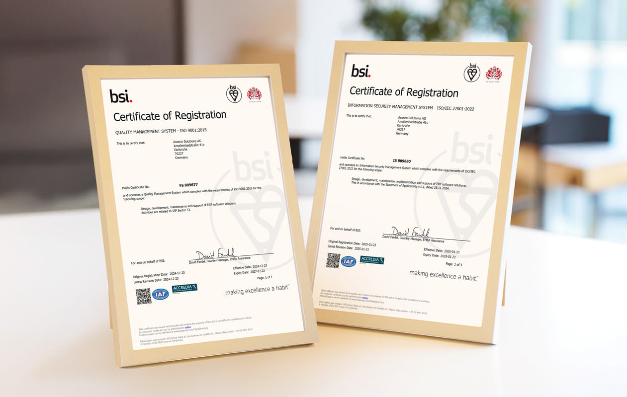 Geprüfte Sicherheit und Qualität: Asseco nach ISO 27001 und 9001 zertifiziert